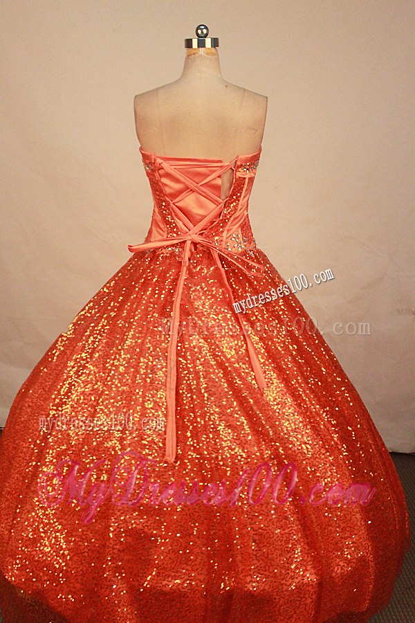 Special Paillette Orange Red Beaded Quinceanera Dresses Ball Gown